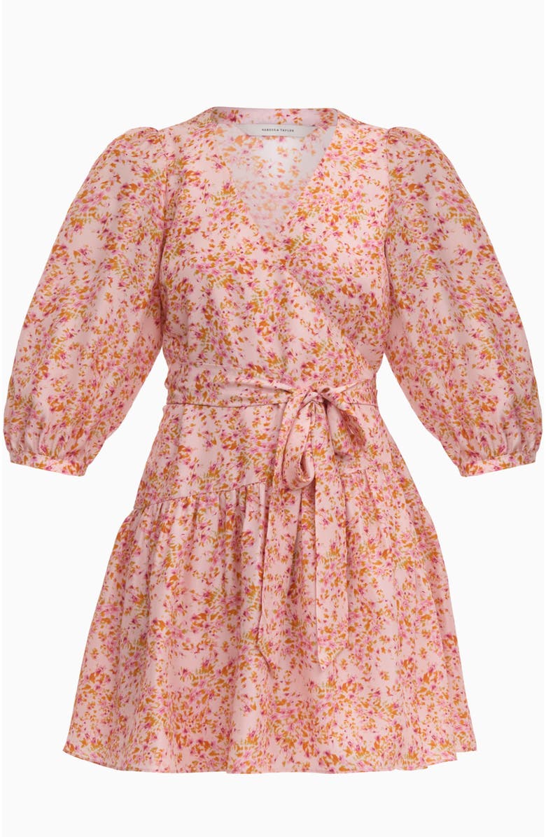 Rebecca Taylor Bellamy Silk Mini Dress, Alternate, color, Pale Pink Multi