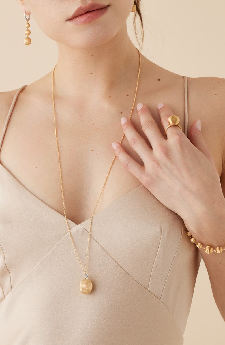 Marco Bicego 18K Yellow Gold Bead & Diamond Pendant Necklace, Alternate, color, 18K Yellow Gold