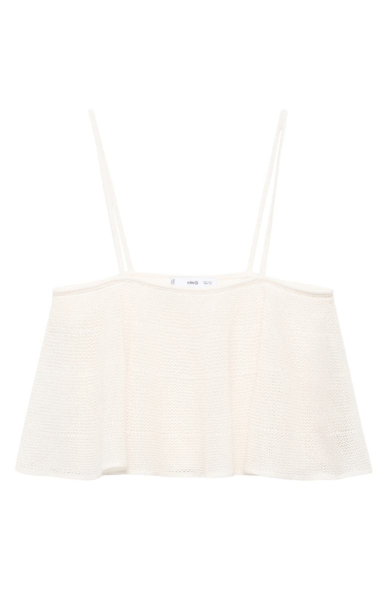 MANGO Ruffle Knit Crop Camisole, Alternate, color, White