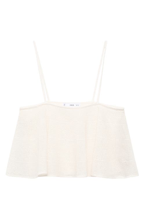 Mango Ruffle Knit Crop Camisole In White