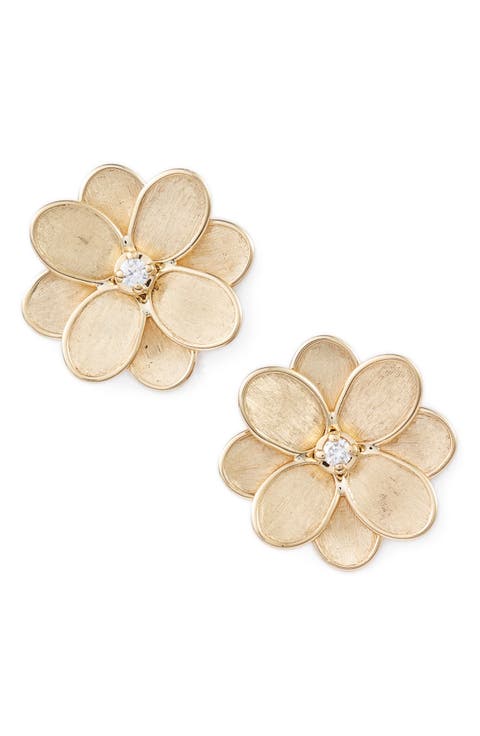 Petali Diamond Flower Stud Earrings