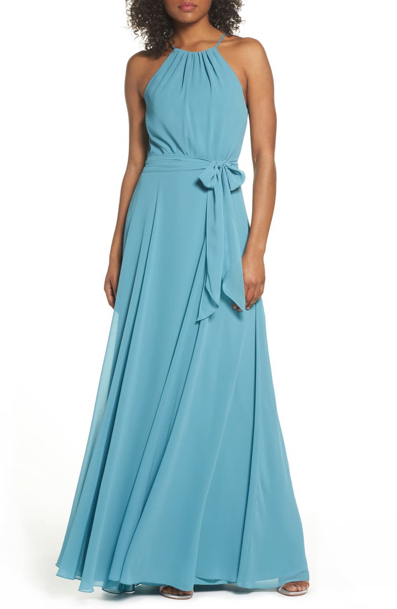 Amsale Kyra Chiffon Halter Gown, Main, color,