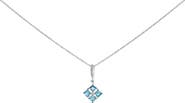 Haus of Brilliance Sterling Silver Blue Topaz and White Sapphire Square Motif Pendant Necklace 18 Inch