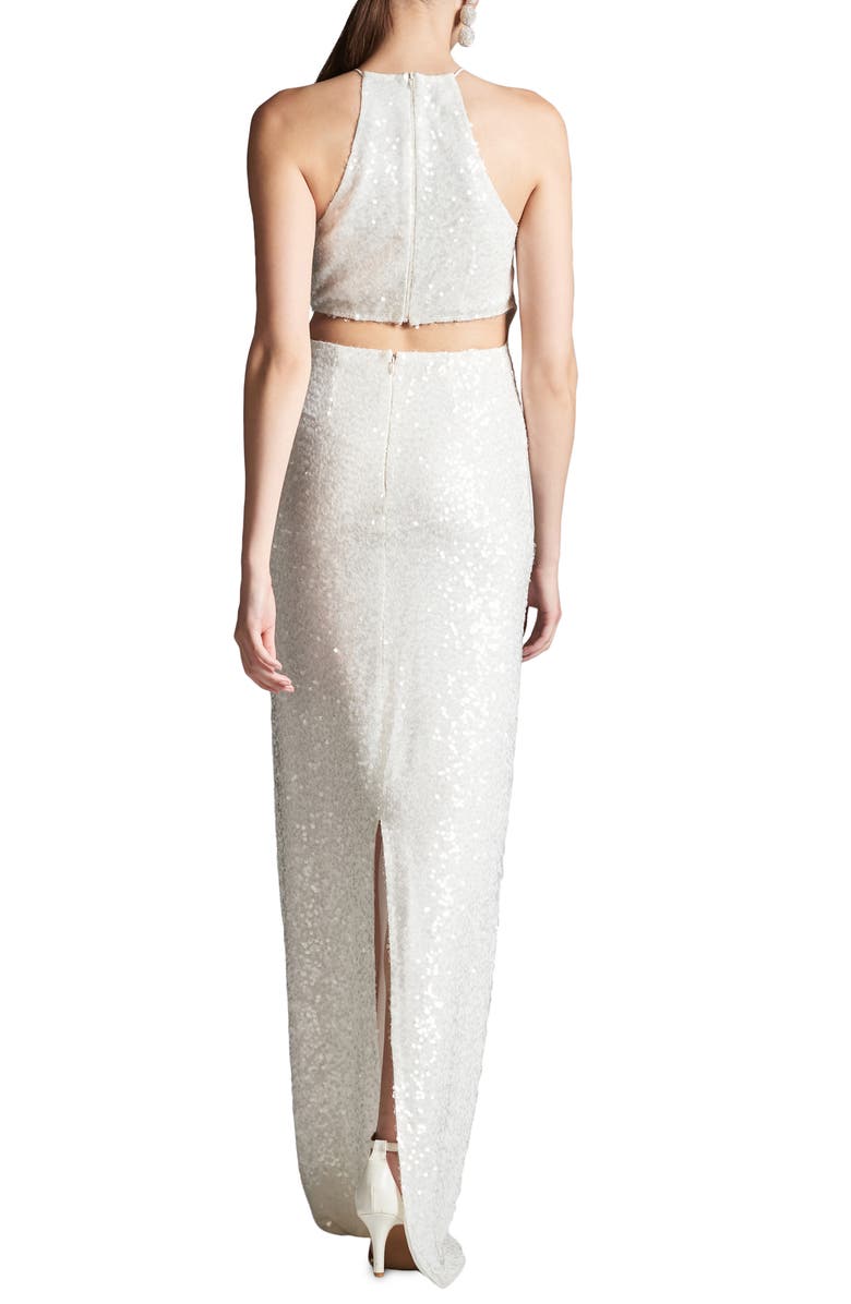 Sachin & Babi Morgan Sequin Cutout Halter Gown, Alternate, color, 