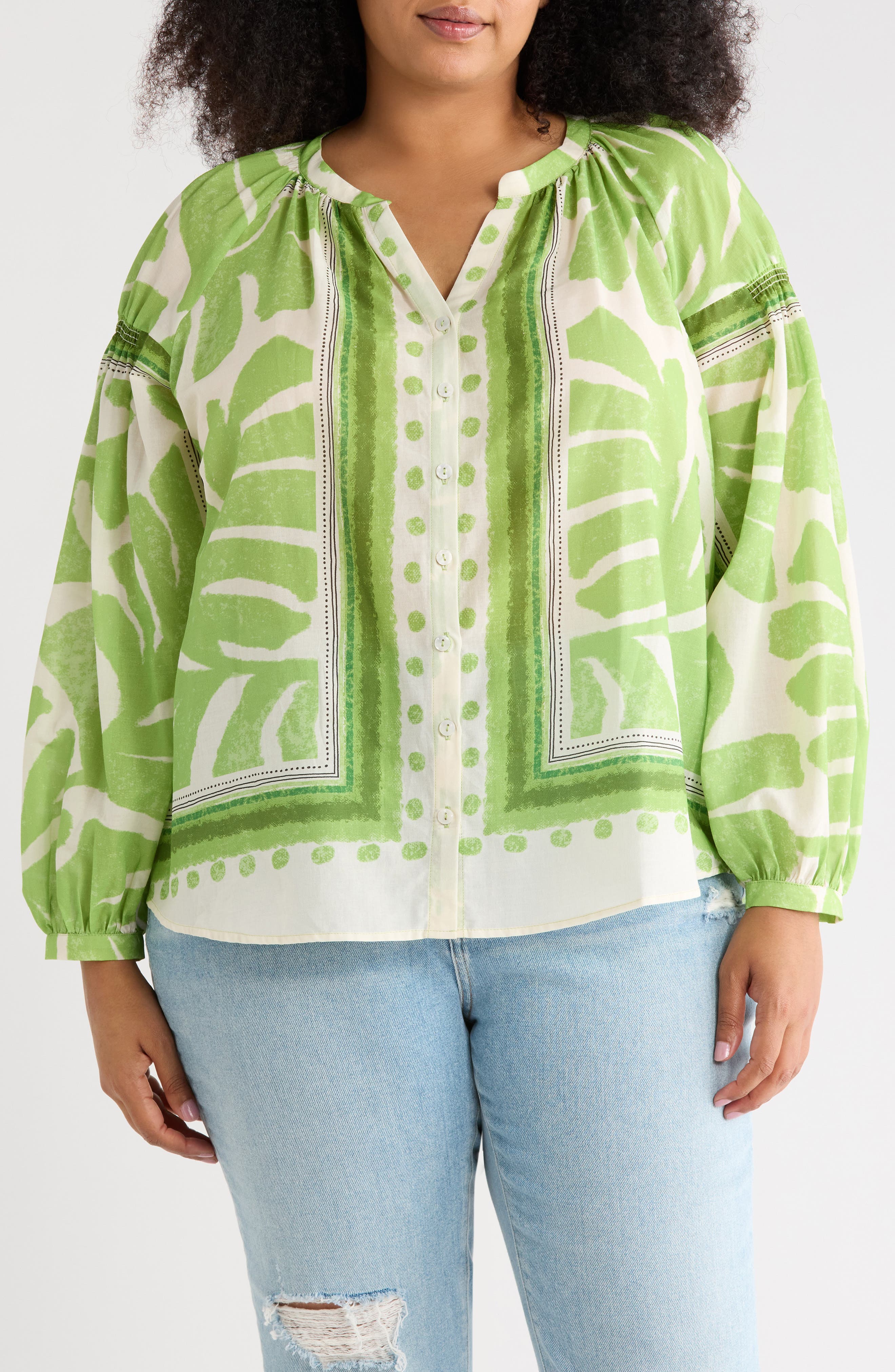 DR2 by Daniel Rainn Border Print Button-Up Shirt