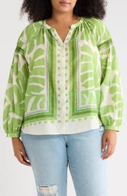 DR2 by Daniel Rainn Border Print Button-Up Shirt