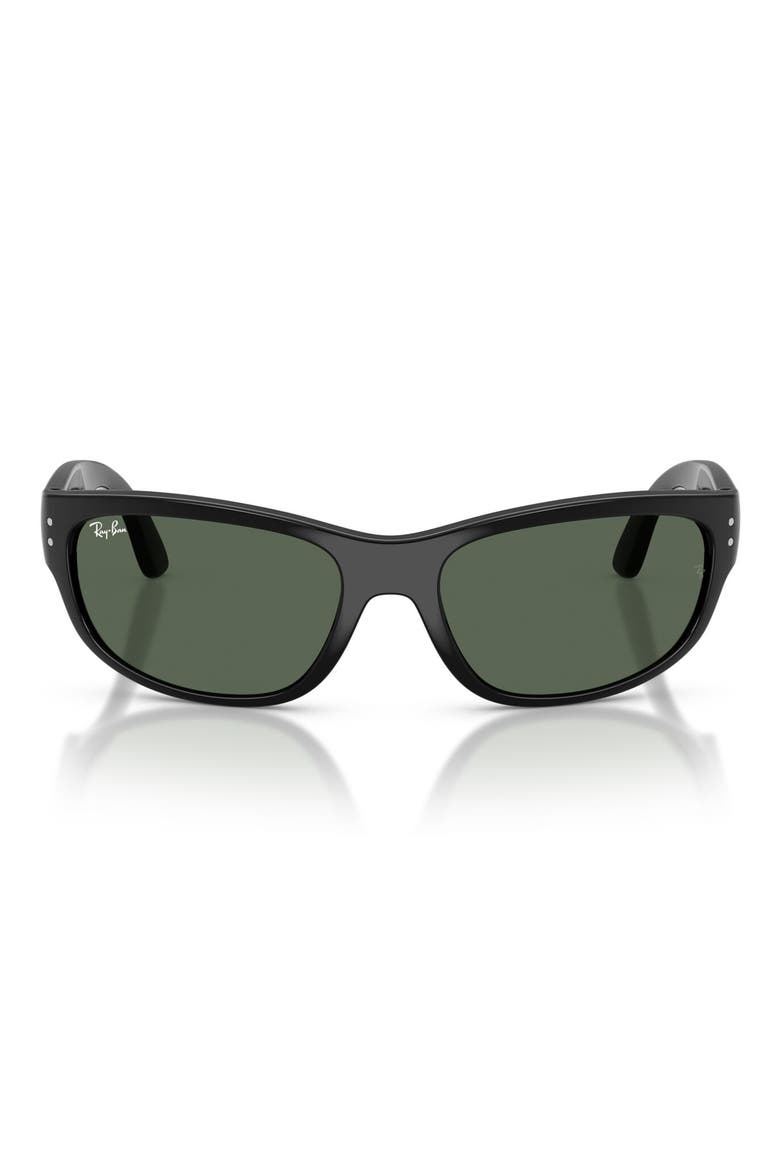 Kids' 55mm Pillow Sunglasses, Main, color, BLACK / DARK GREEN