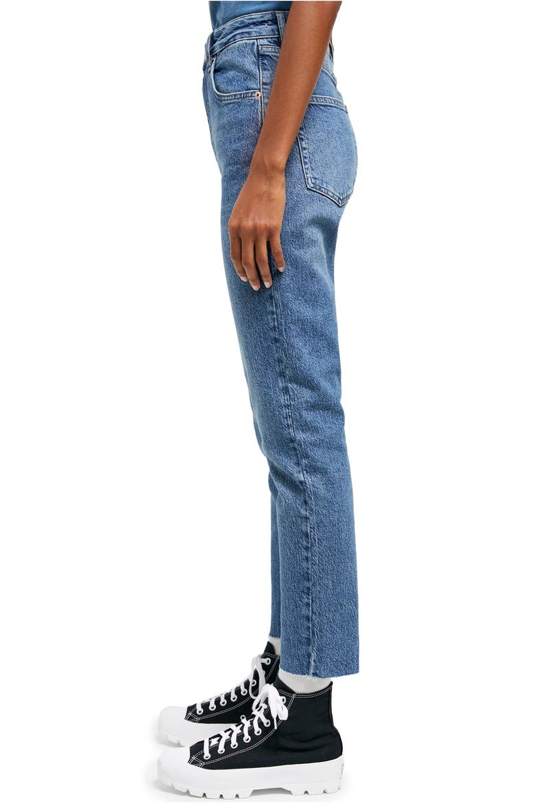 Edie High Waist Raw Hem Skinny Jeans, Alternate, color, MID VINTAGE