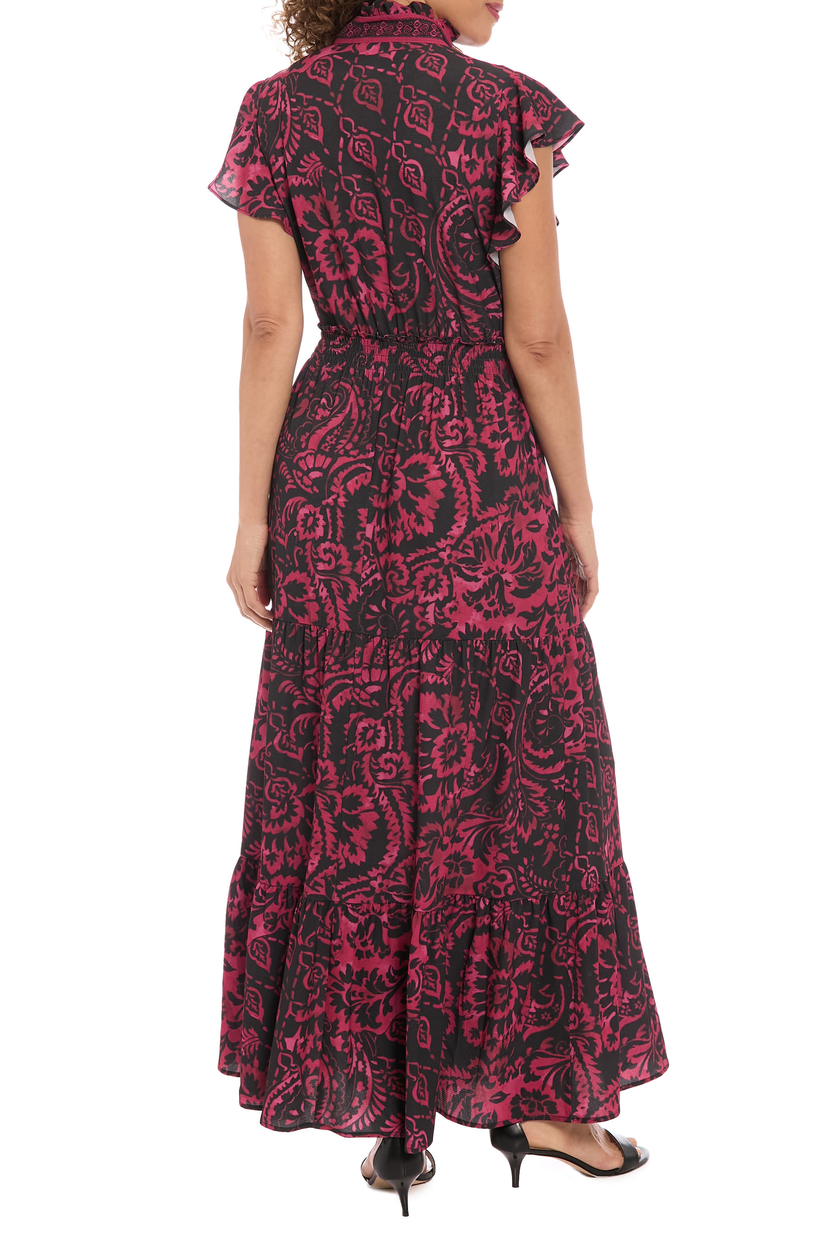 Ruffle Flutter Sleeve Tiered Maxi Dress - image 4