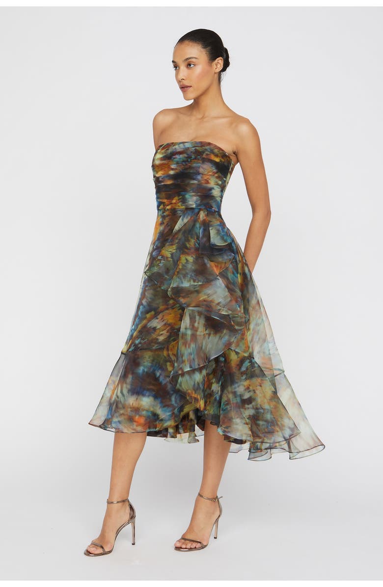 Theia Evanthe Strapless Draped Dress, Alternate, color, 