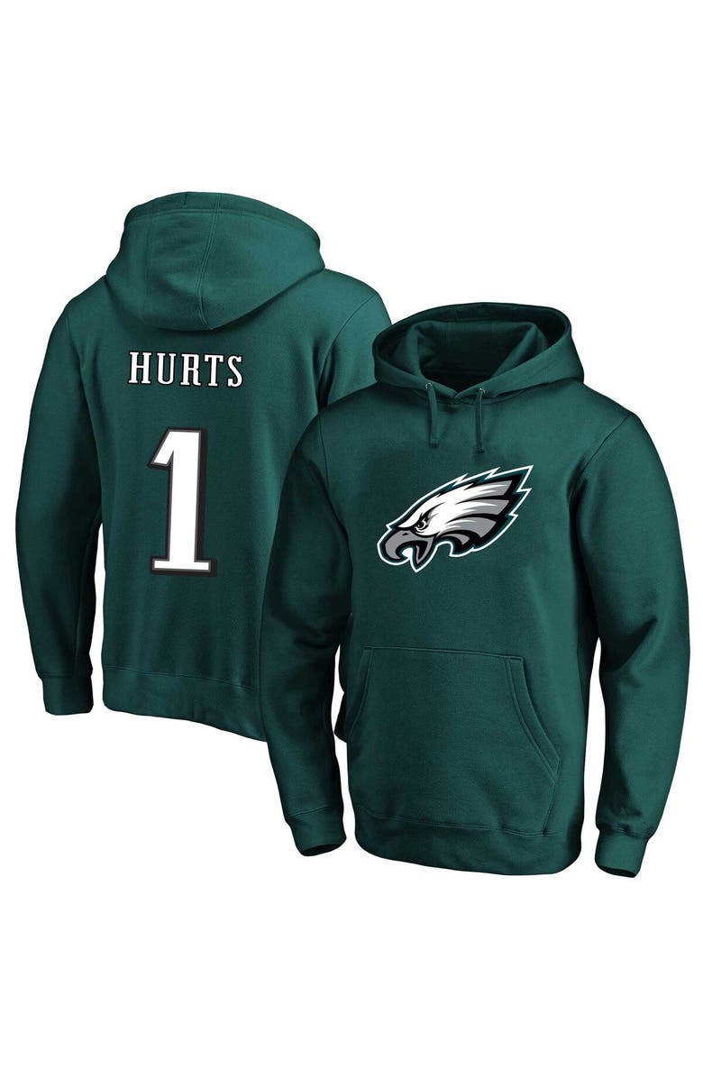 FANATICS Men's Fanatics Branded Jalen Hurts Green Philadelphia Eagles Big & Tall Fleece Name & Number Pullover Hoodie, Main, color, 