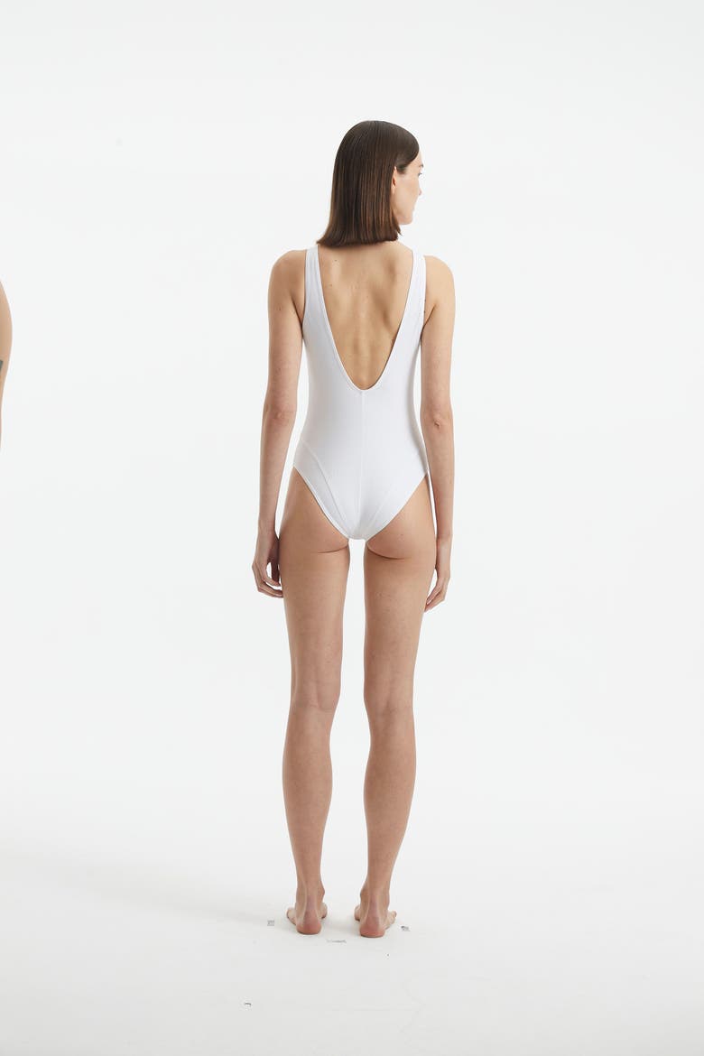 Naida V Neck Textured Swimsuit, Alternate, color, White