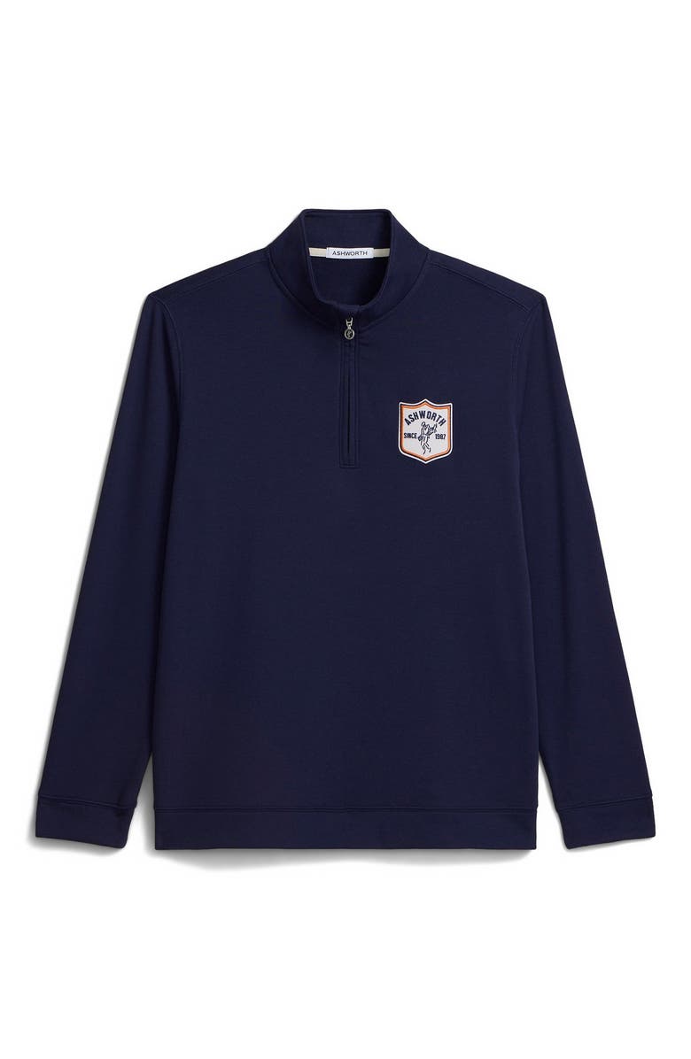 ASHWORTH GOLF Sand Twill 1/4 Zip, Main, color, Driver Navy