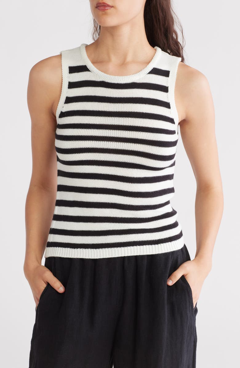 Blu Pepper Stripe Knit Sleeveless Top, Main, color, 