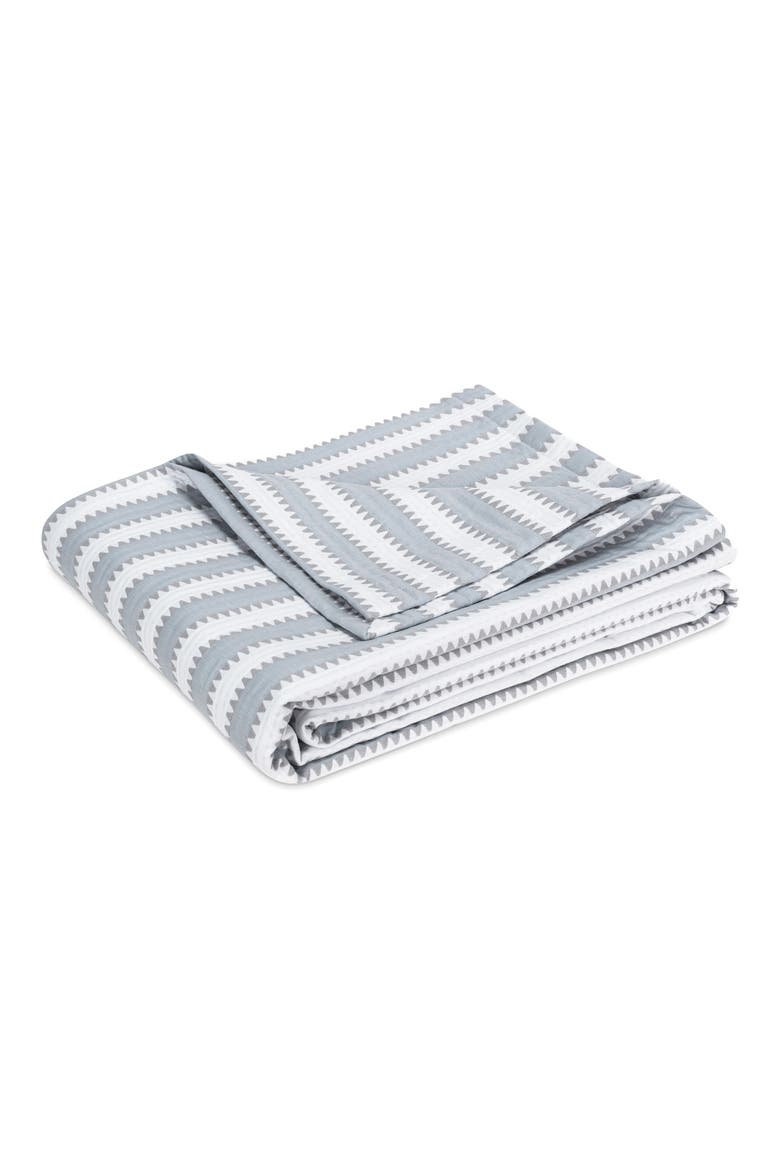 Apollo Stripe Matelassé Coverlet, Main, color, DOVE