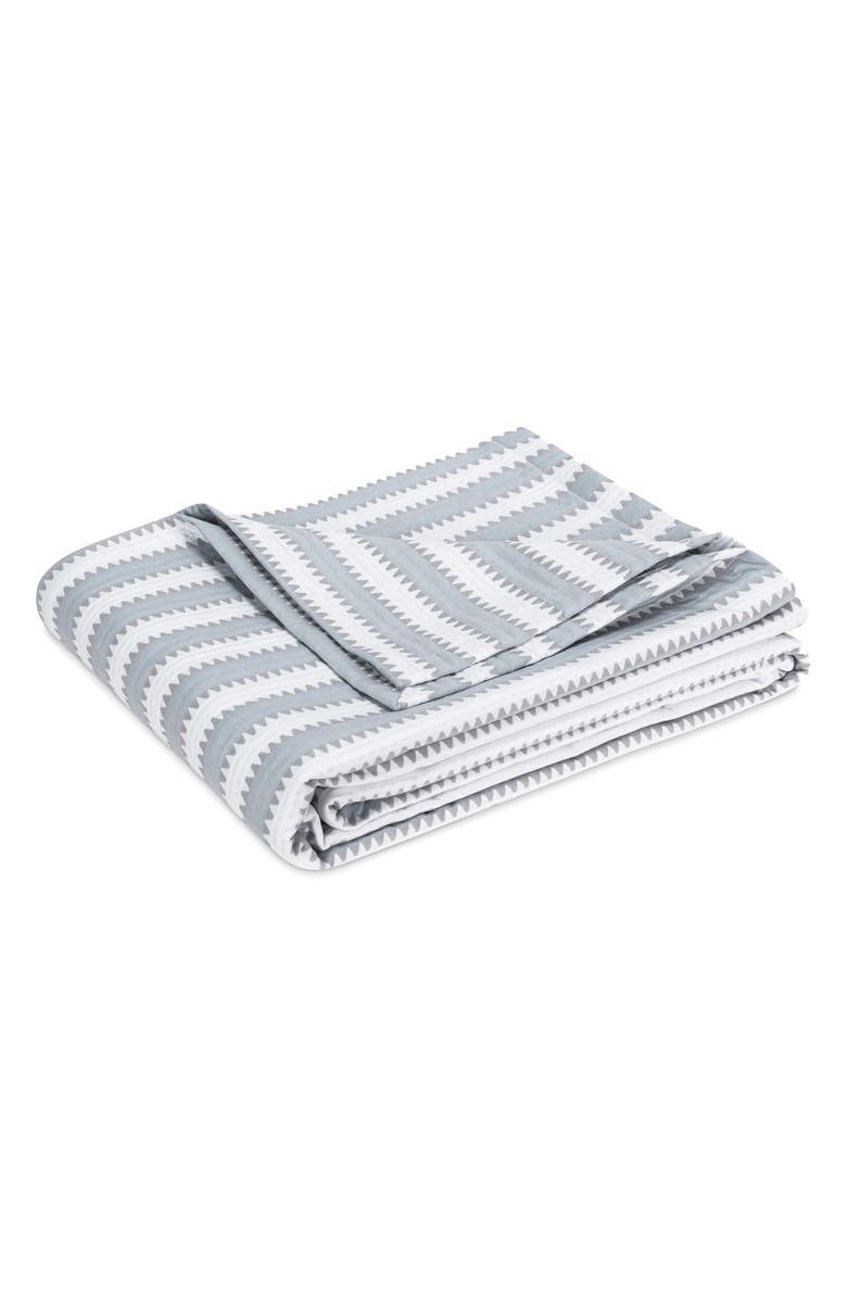 Matouk Apollo Stripe Matelassé Coverlet, Main, color, Dove