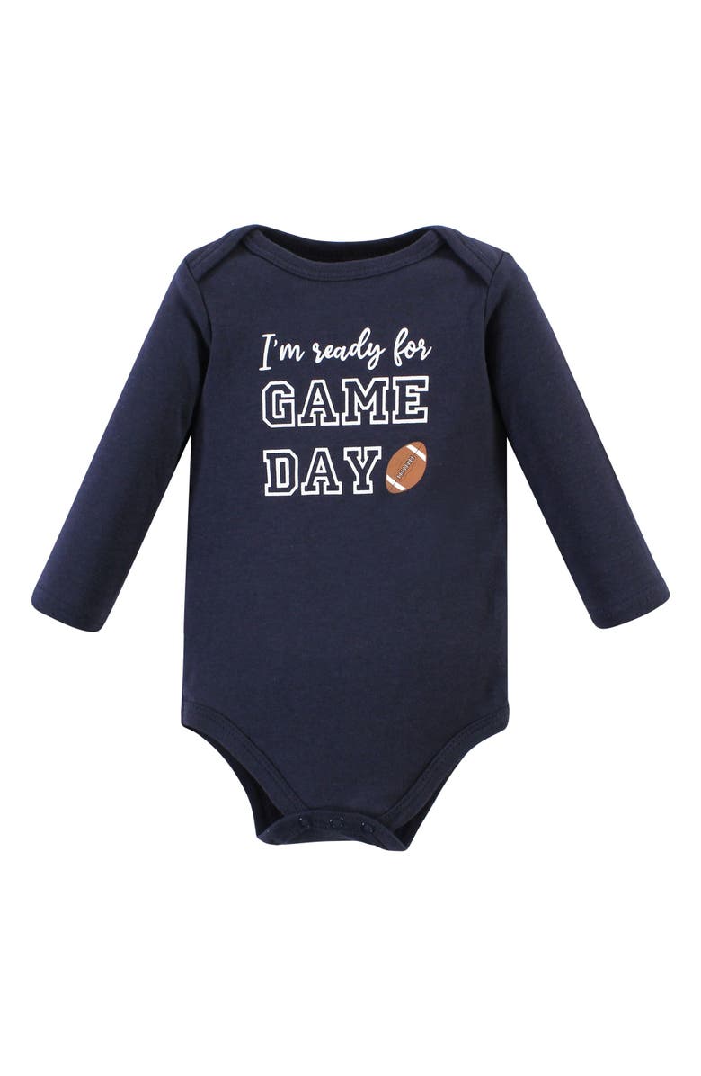 Hudson Baby Coordinated 3-Piece Outfit with Long-Sleeve Bodysuit & Pants, Alternate, color, Football Huddles Long-Sleeve