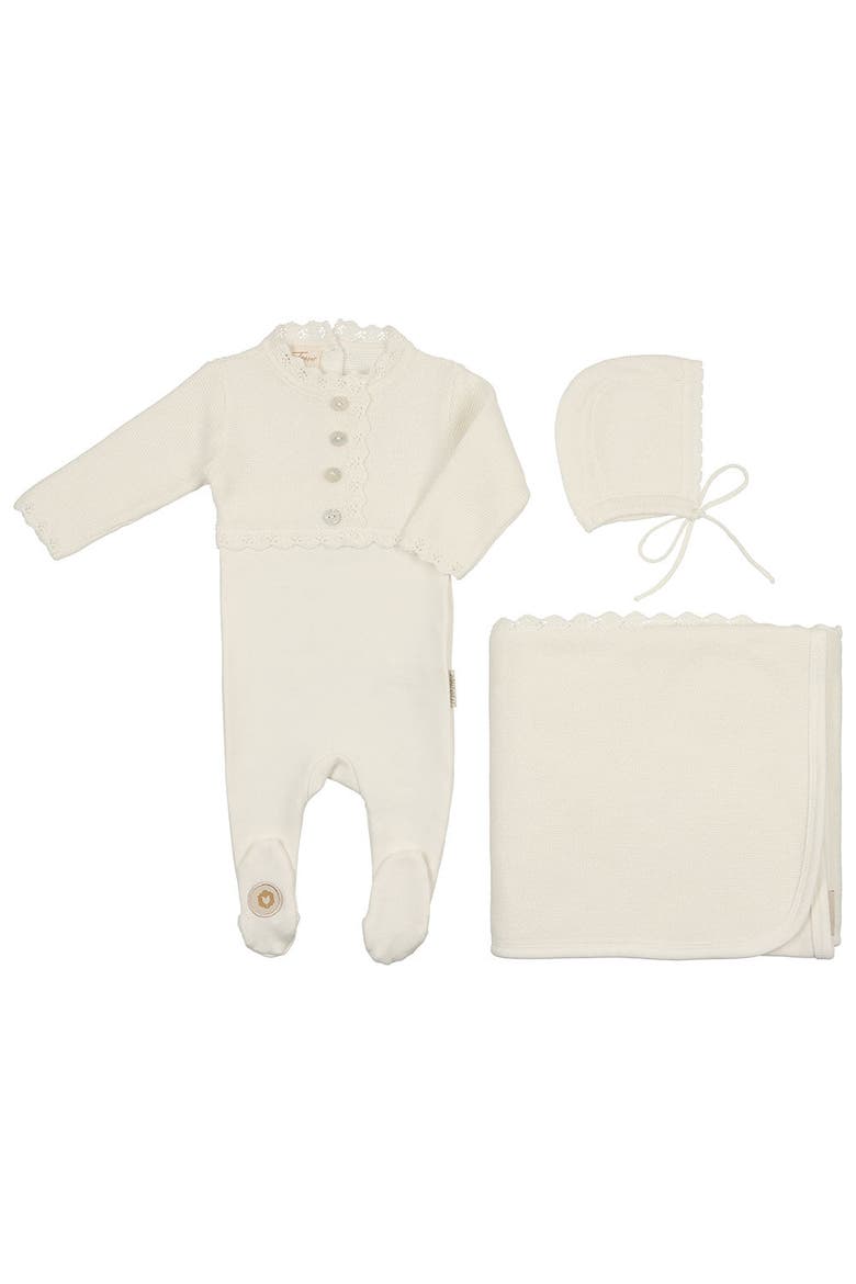 Mock-Cardigan Layette Set, Main, color, Ivory