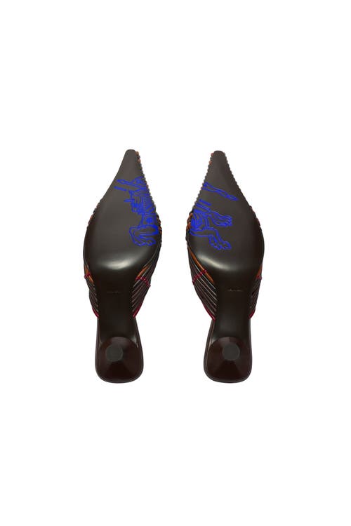 Burberry Check Woven Leather Cameo Mules In Red