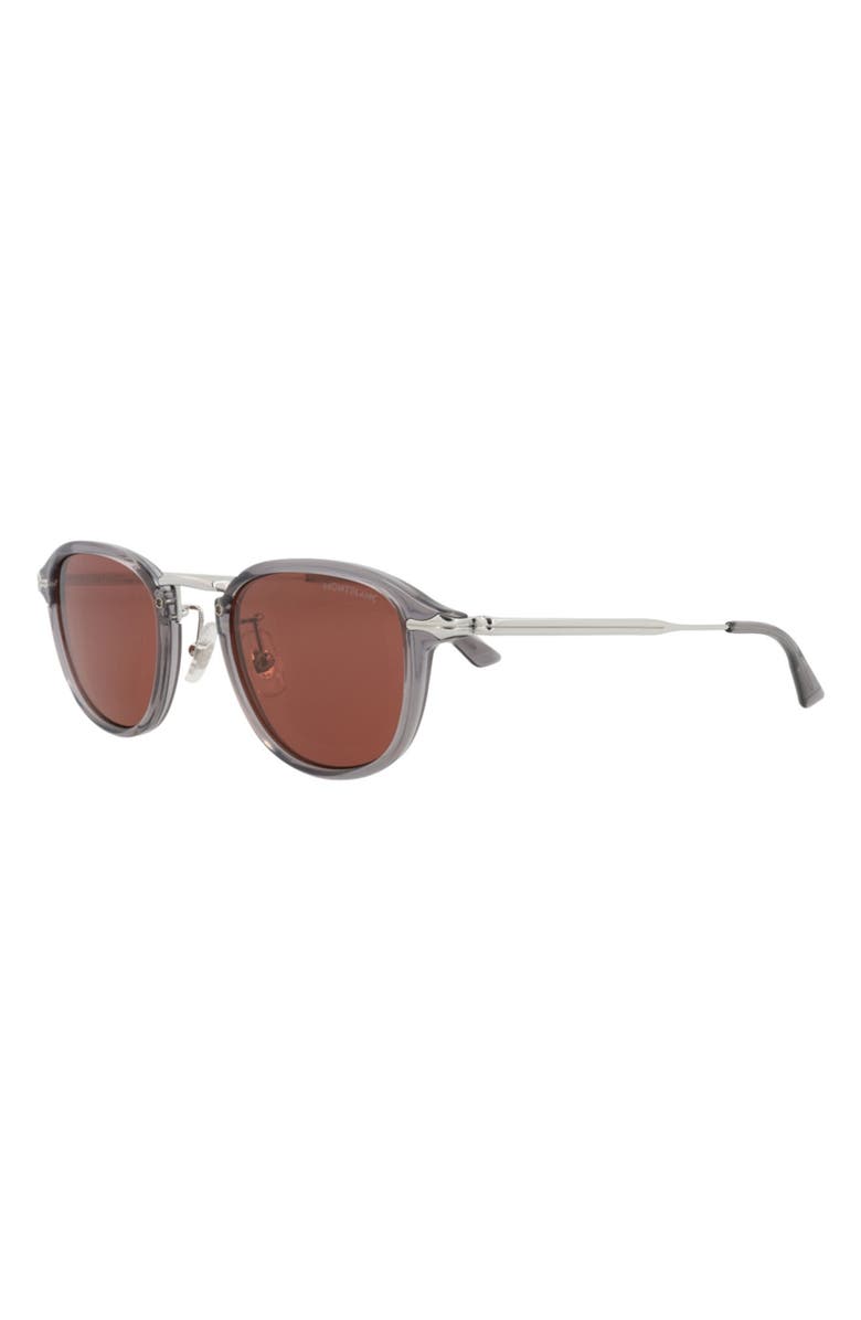 Montblanc 48mm Round Sunglasses, Alternate, color, Grey Silver Brown