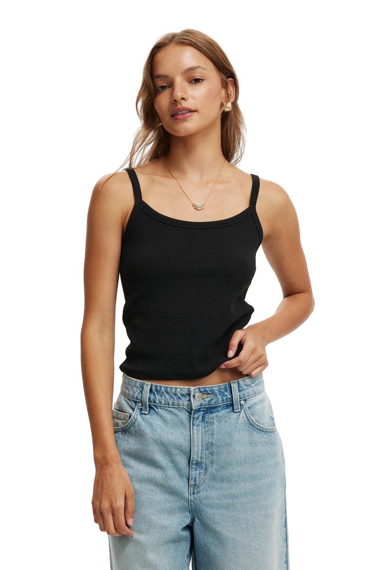 Women's Goldie Rib Scoop Cami, Main, color, Black