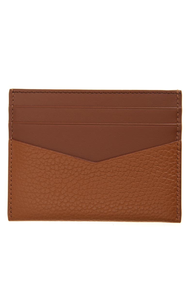 Tonal Colorblock Leather Card Holder, Alternate, color, HAZEL