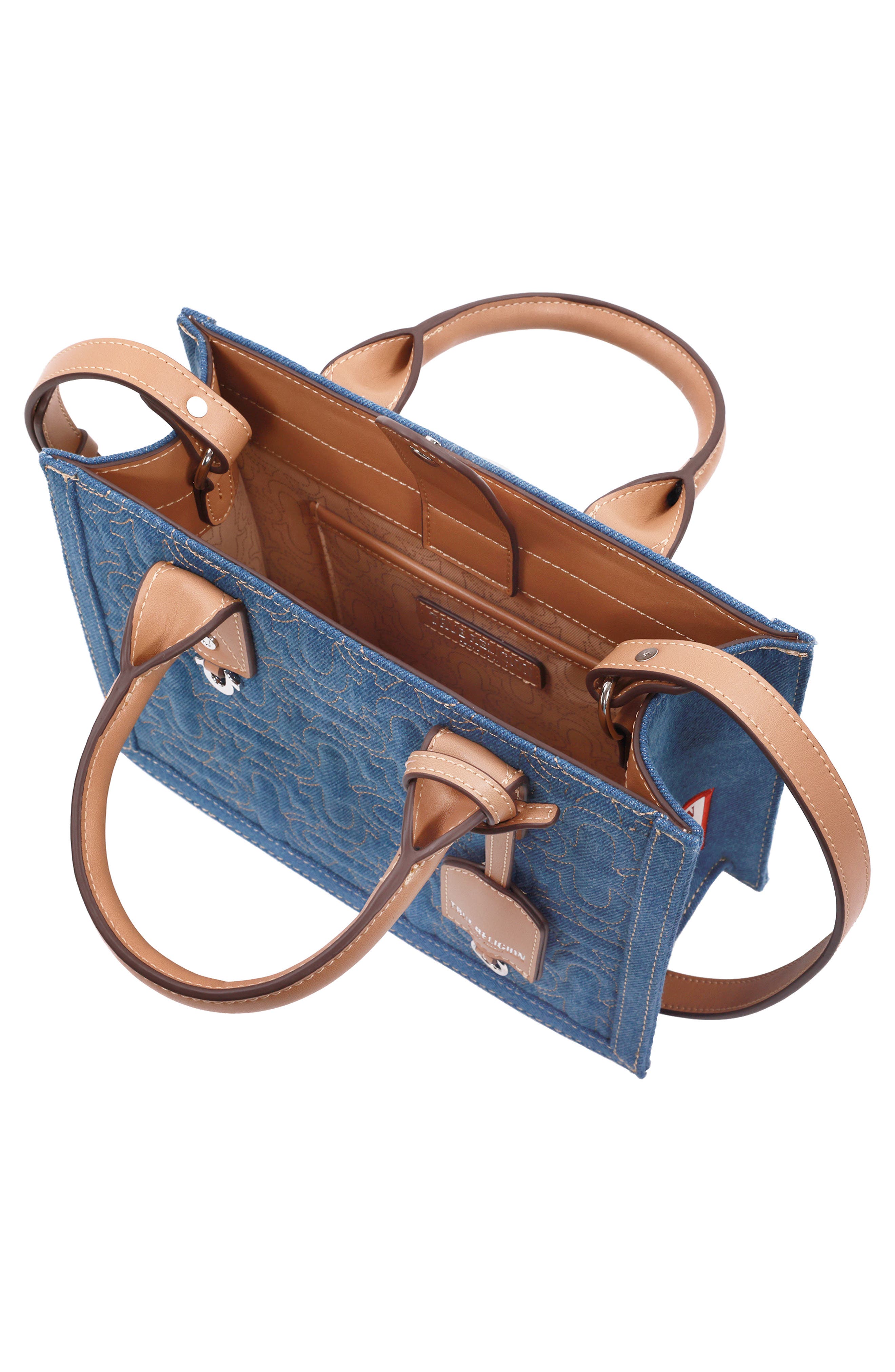 True Religion Quilted Horseshoe Tote Bag, Alternate, color, Medium Blue