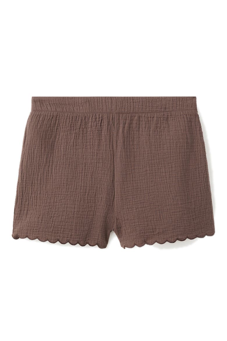 Scalloped Cotton Shorts, Alternate, color, CHOCOLATE