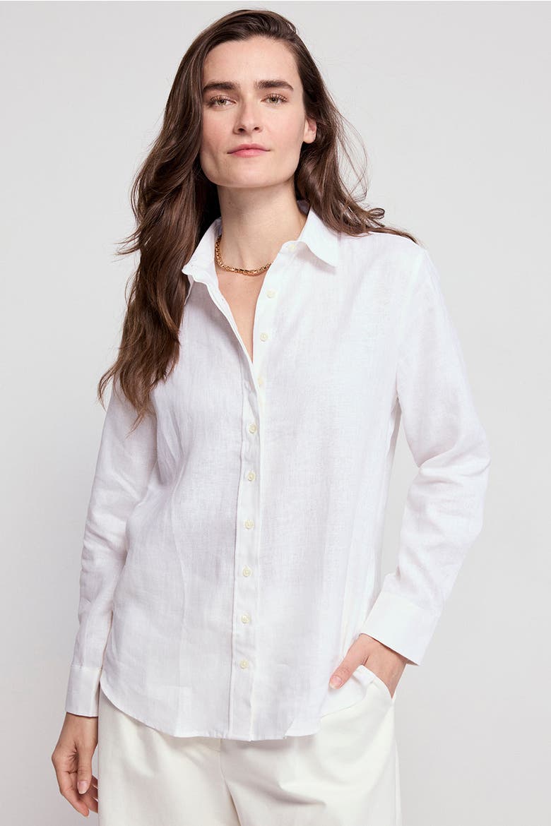 The Washed Linen Shirt, Alternate, color, White