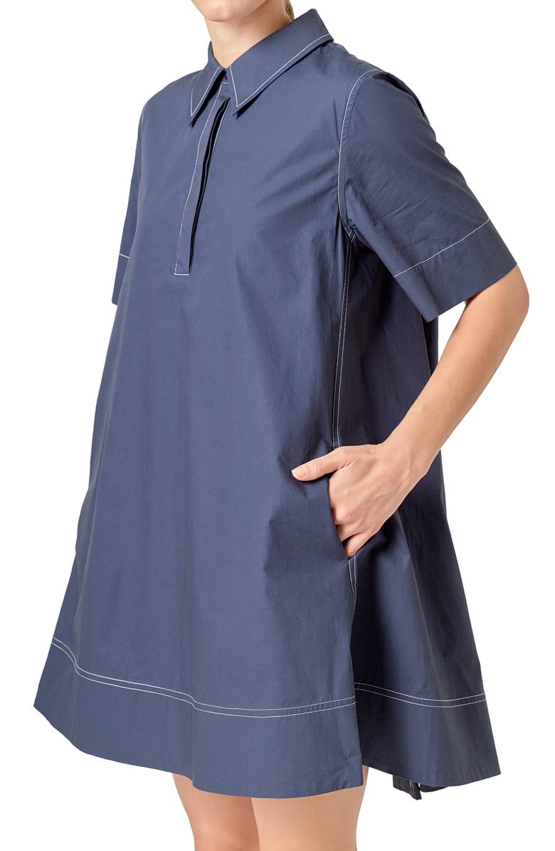English Factory Contrast Detail Mini Shirtdress, Alternate, color, Navy
