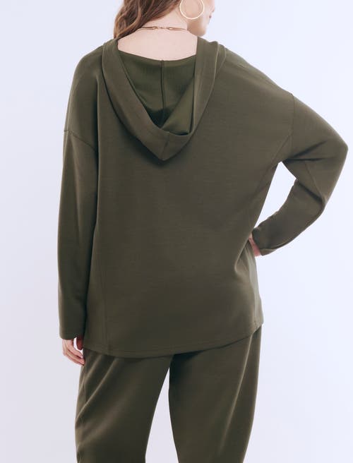 Motherhood Maternity V-neck Pullover Scuba Hoodie In Deep Depths