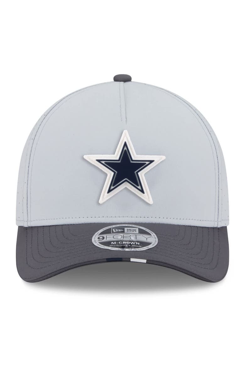 Men's New Era  Gray/Graphite Dallas Cowboys 2025 NFL Training Camp A-Frame 9FORTY Adjustable Hat, Alternate, color, Gray