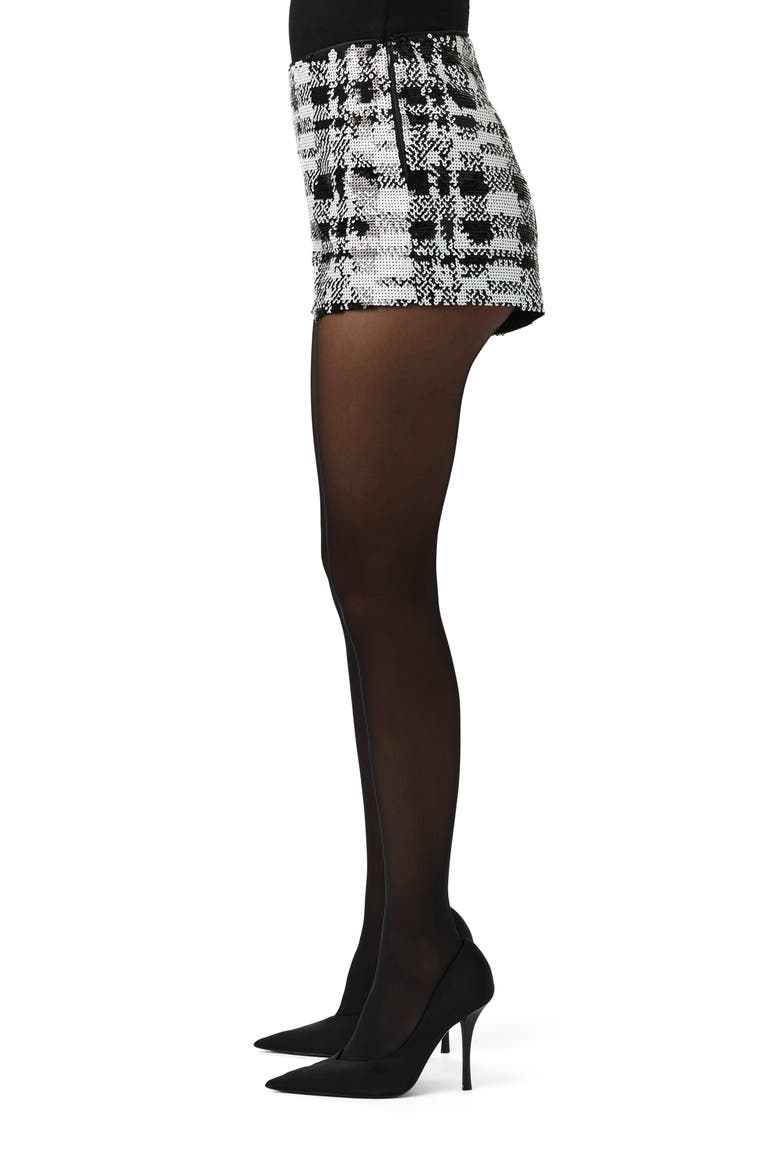 Sequin Shorts, Alternate, color, WHITE/ BLACK PLAID