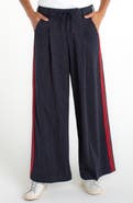 Liverpool Los Angeles Pinstripe & Side Stripe Pleated Drawstring Pants