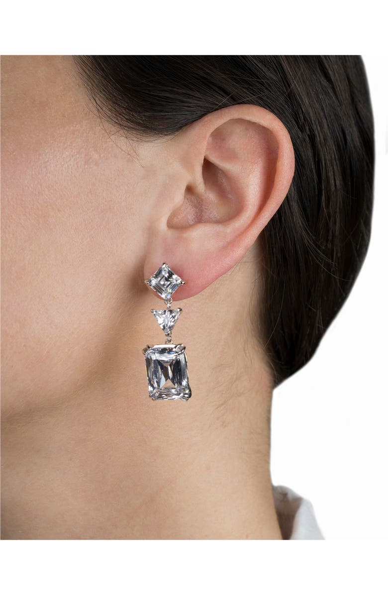 CZ by Kenneth Jay Lane Multi CZ Dangle Earrins, Alternate, color, Clear/ Silver