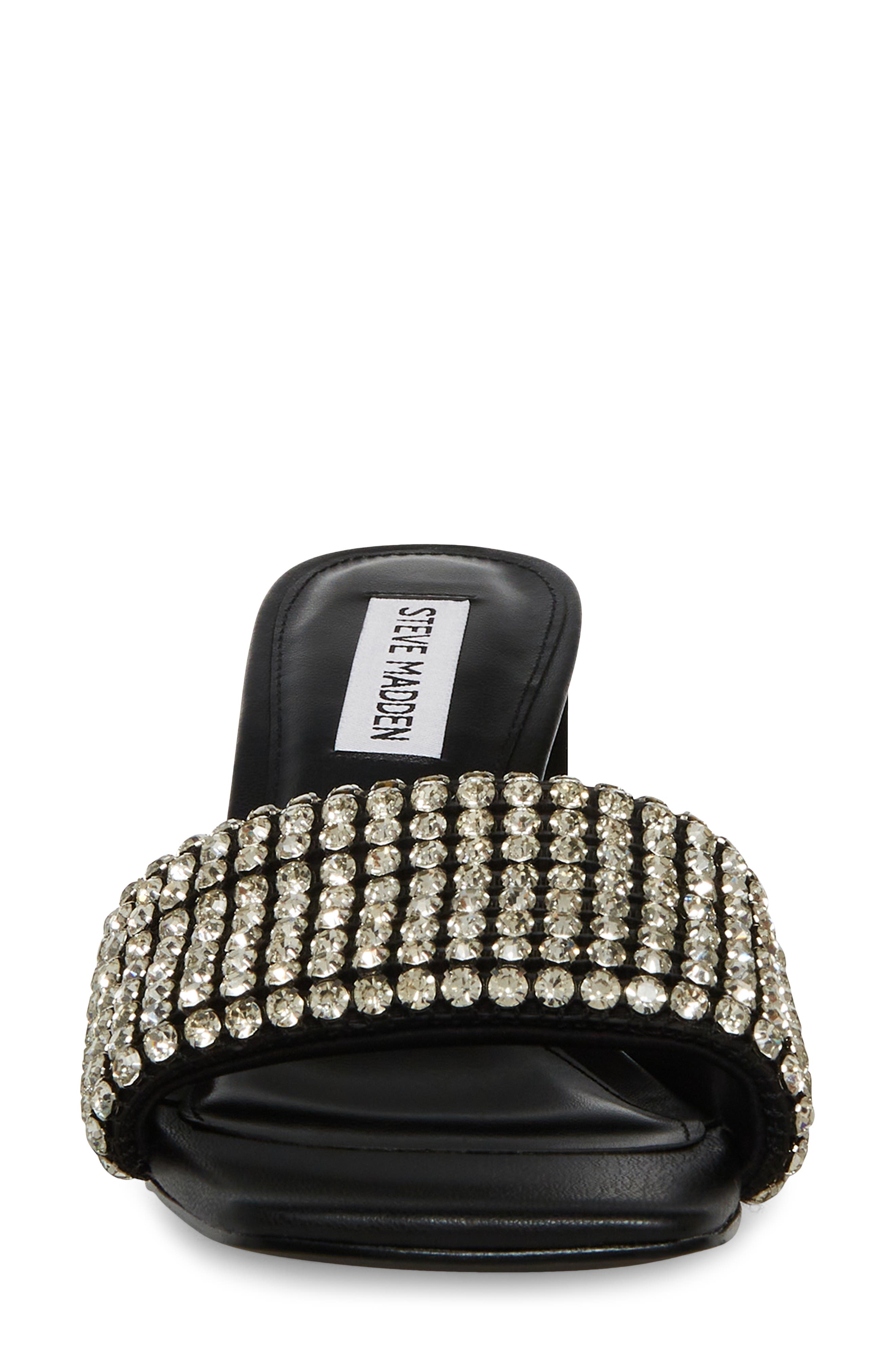 Steve Madden Laney Rhinestone Sandal, Alternate, color, Black