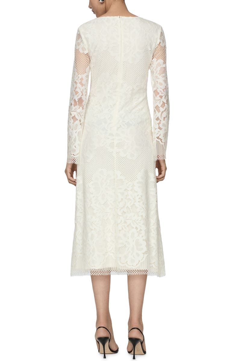 MANGO Lace Long Sleeve Dress, Alternate, color, Ecru