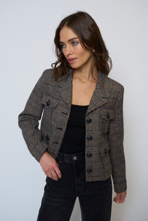 Central Park West Eden Plaid Double Pocket Jacket In Gray