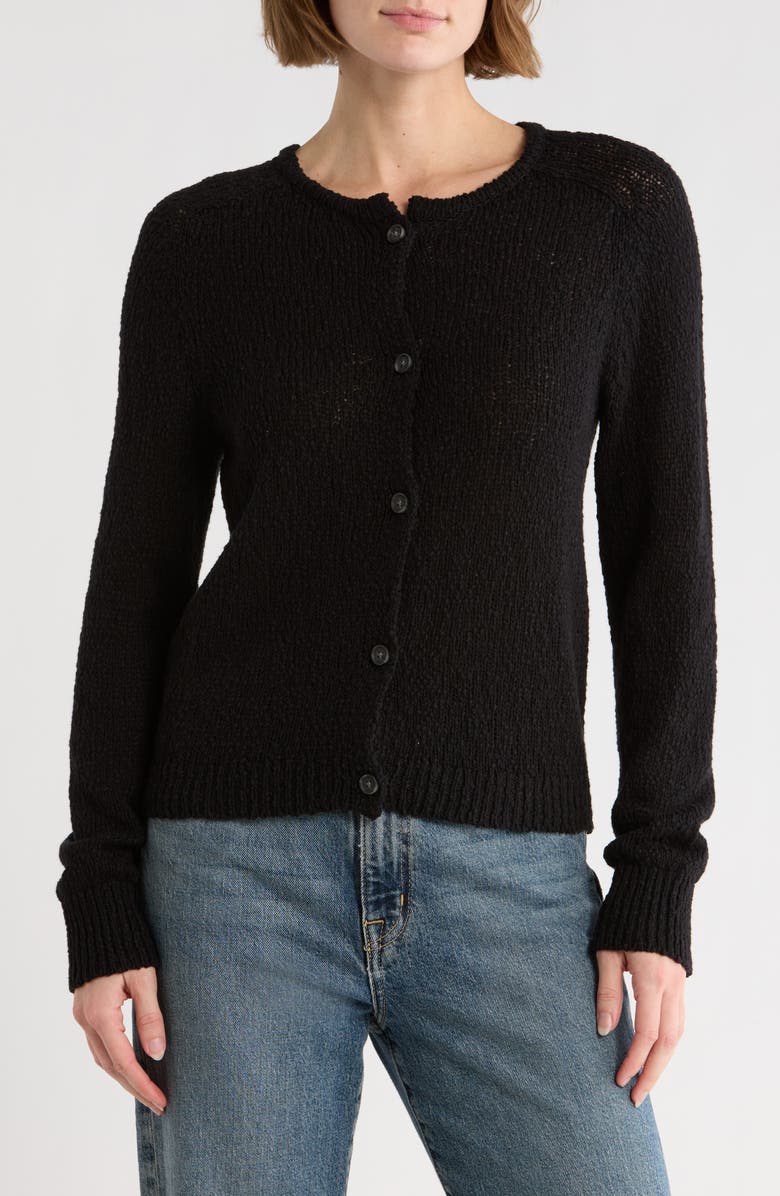 Melrose and Market Cotton Sweater Cardigan, Main, color, Black