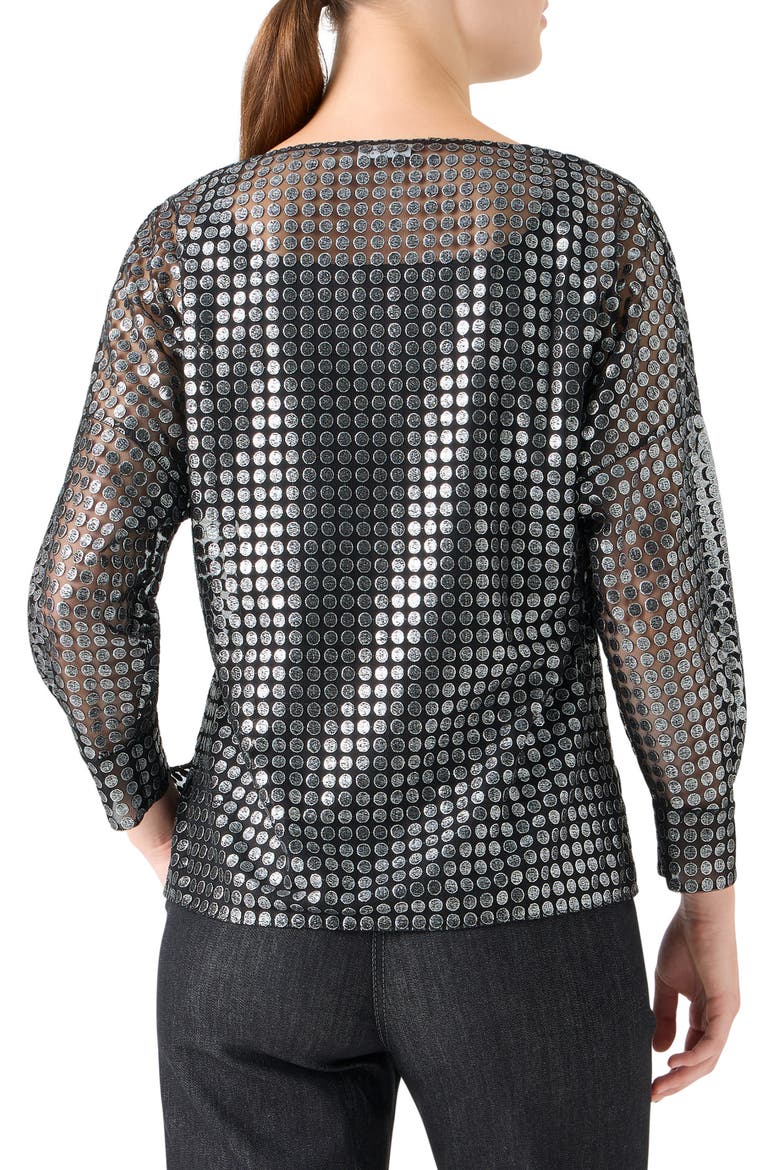 Metallic Dot Semisheer Shirt, Alternate, color, BRUSHED STEEL
