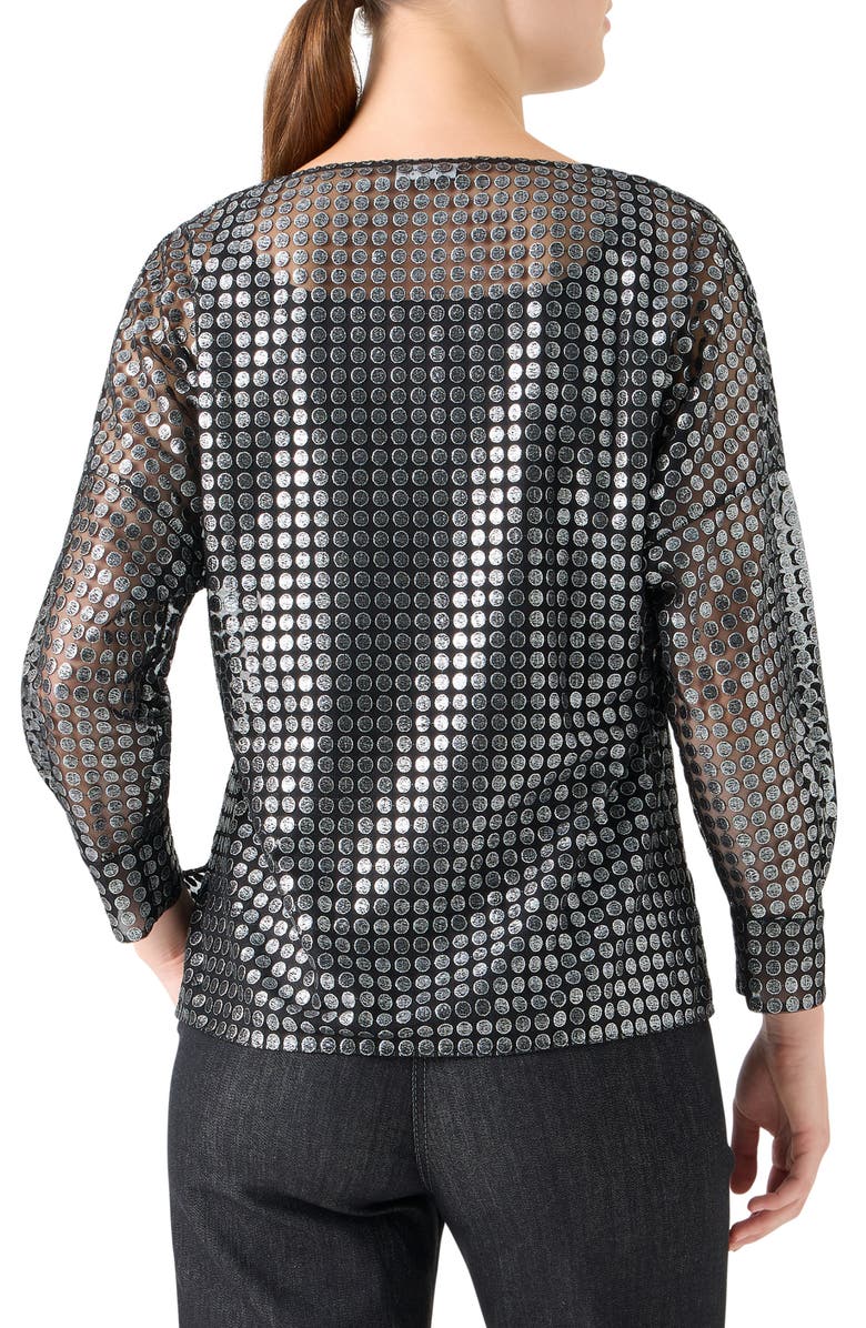 Akris punto Metallic Dot Semisheer Shirt, Alternate, color, Brushed Steel