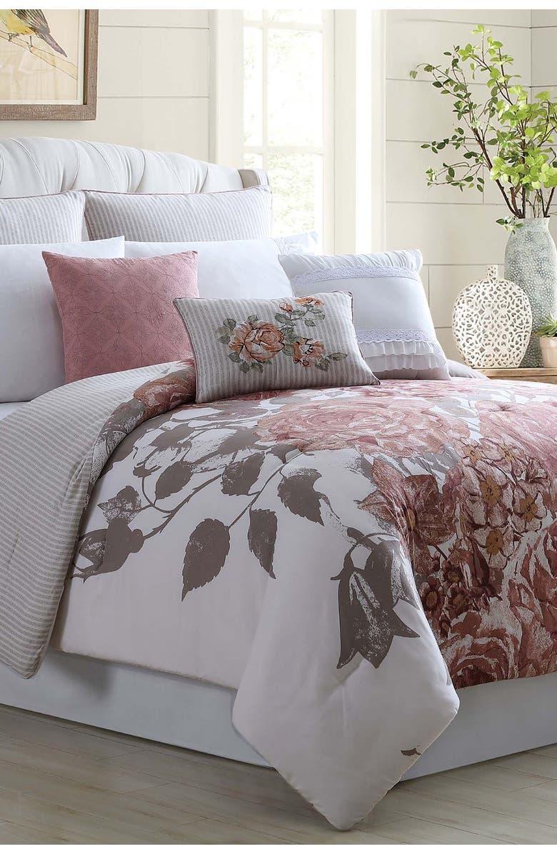 Modern Threads King/California King Fiona Embellished Comforter Set - Off-White/Rose, Alternate, color, 