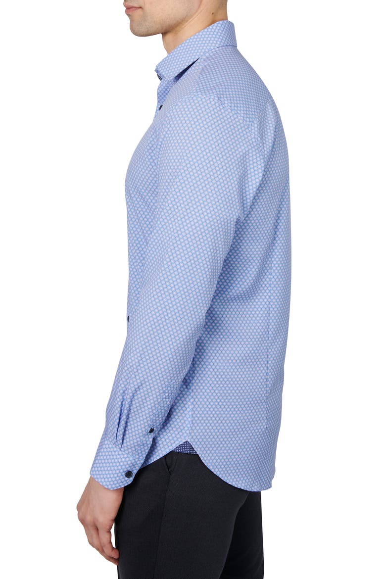 Slim Fit Concentric Geo Print Recycled Performance Stretch Dress Shirt, Alternate, color, BLUE/ PURPLE