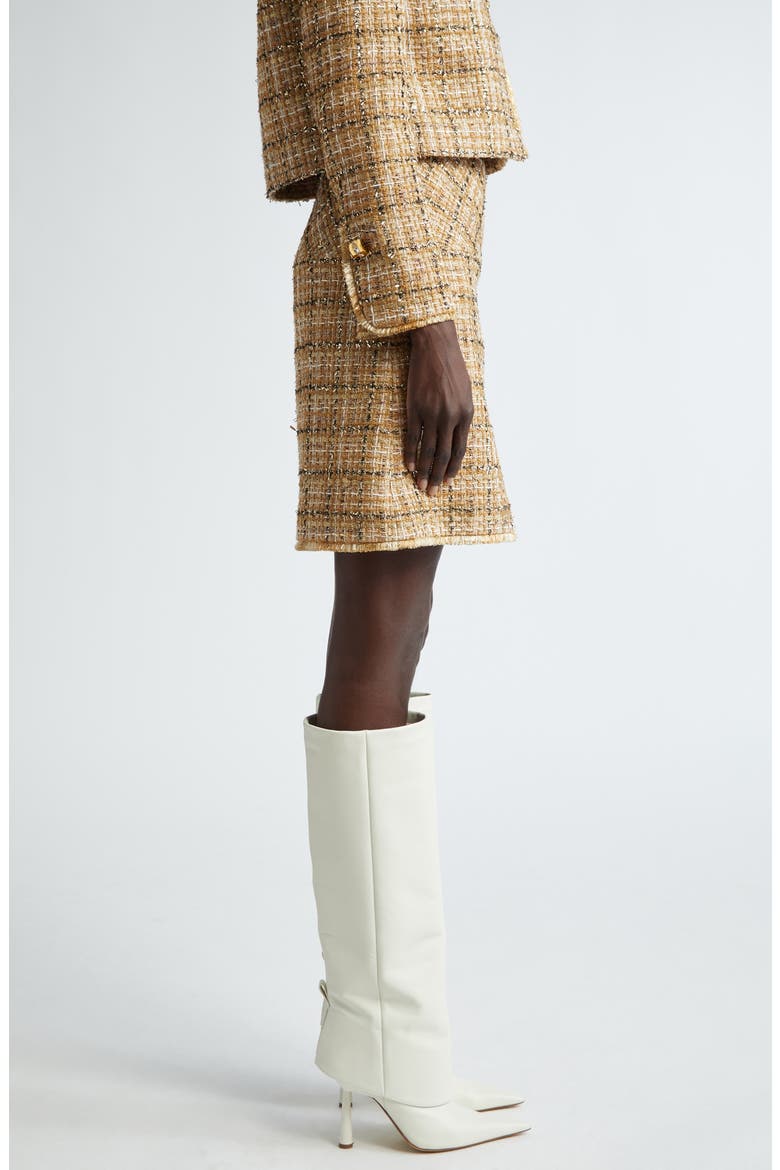 Multiyarn Metallic Tweed Skirt, Alternate, color, GOLD/ CANYON MULTI