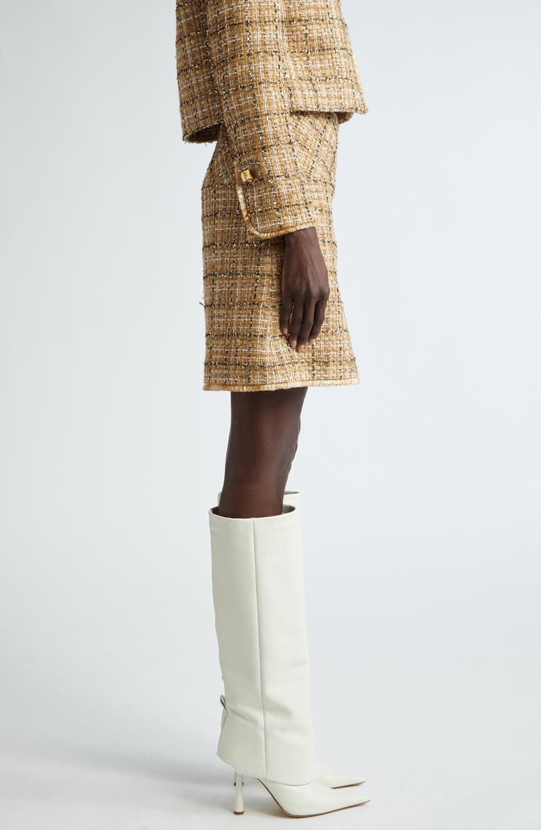 ST. JOHN Multiyarn Metallic Tweed Skirt, Alternate, color, Gold/ Canyon Multi