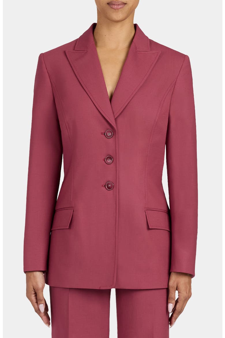 Freya Three Button Jacket in Stretch Wool, Main, color, CRUSHED BERRY