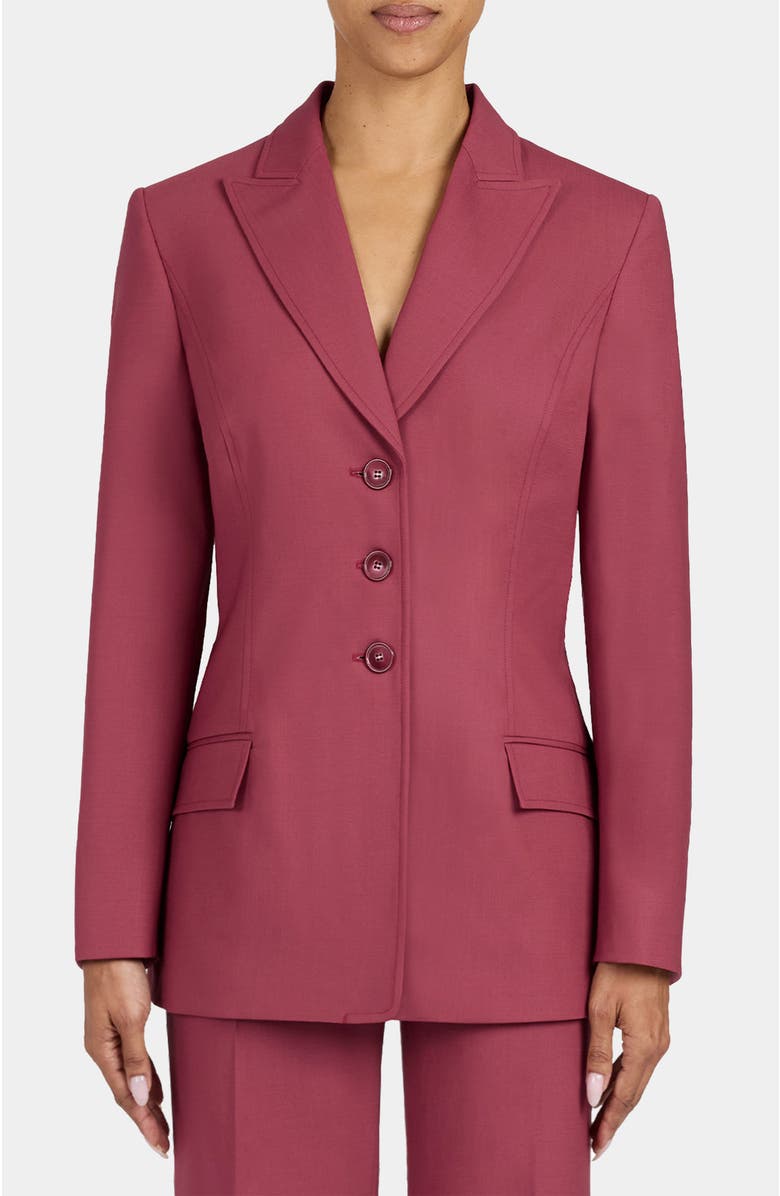 Santorelli Freya Three Button Jacket in Stretch Wool, Main, color, Crushed Berry