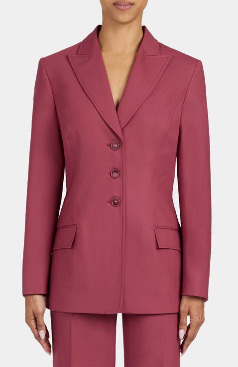 Freya Three Button Jacket in Stretch Wool