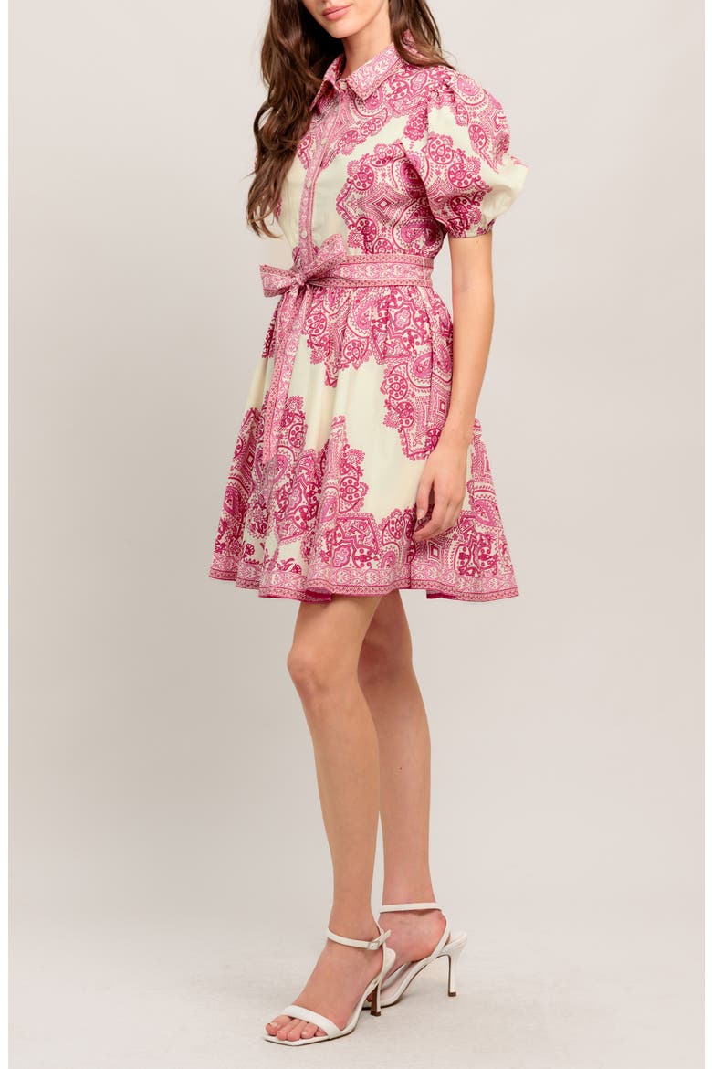 Printed Minidress, Alternate, color, OFF WHITE/ PINK