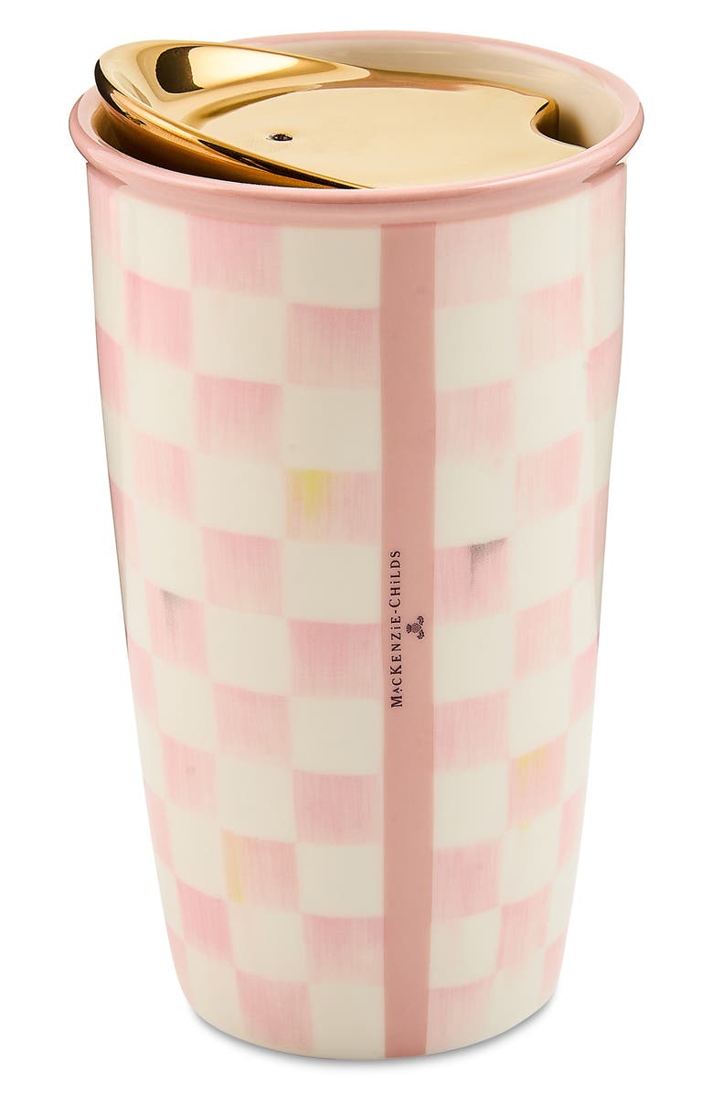 MACKENZIE CHILDS Rosy Check Travel Cup, Alternate, color, Rosy